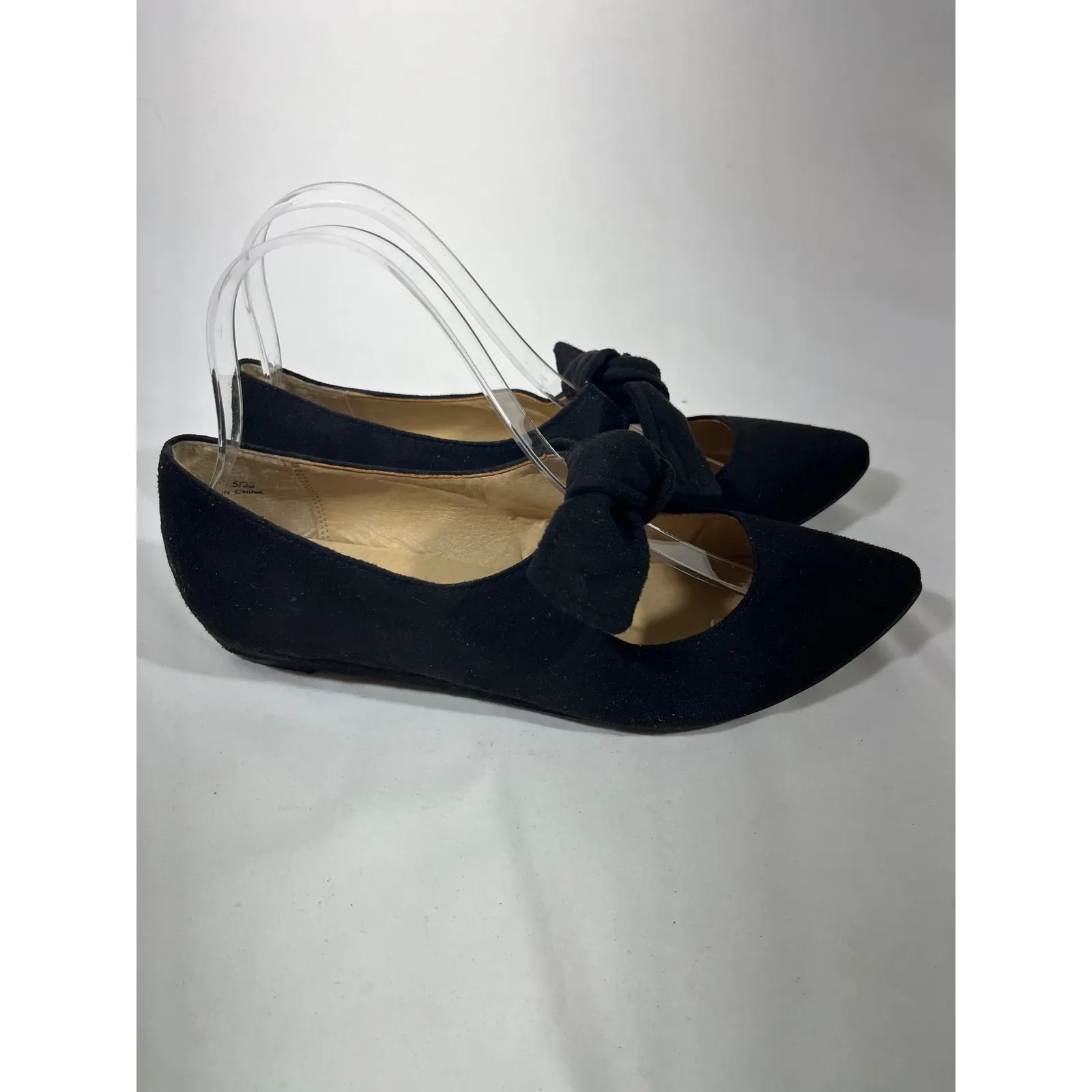 CL by Laundry Women Black Suede Bow Mary Jane Ballet Flats Pointed Toe Sz 7.5 - Image 4