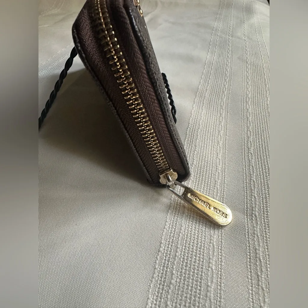 Michael Kors Chocolate Brown Wallet with Gold Plate - Image 8