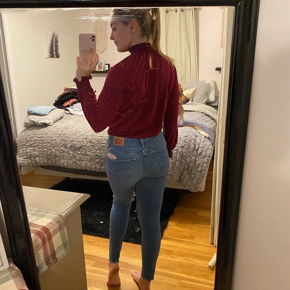 Cherry Red Long Sleeve Blouse - Image 3