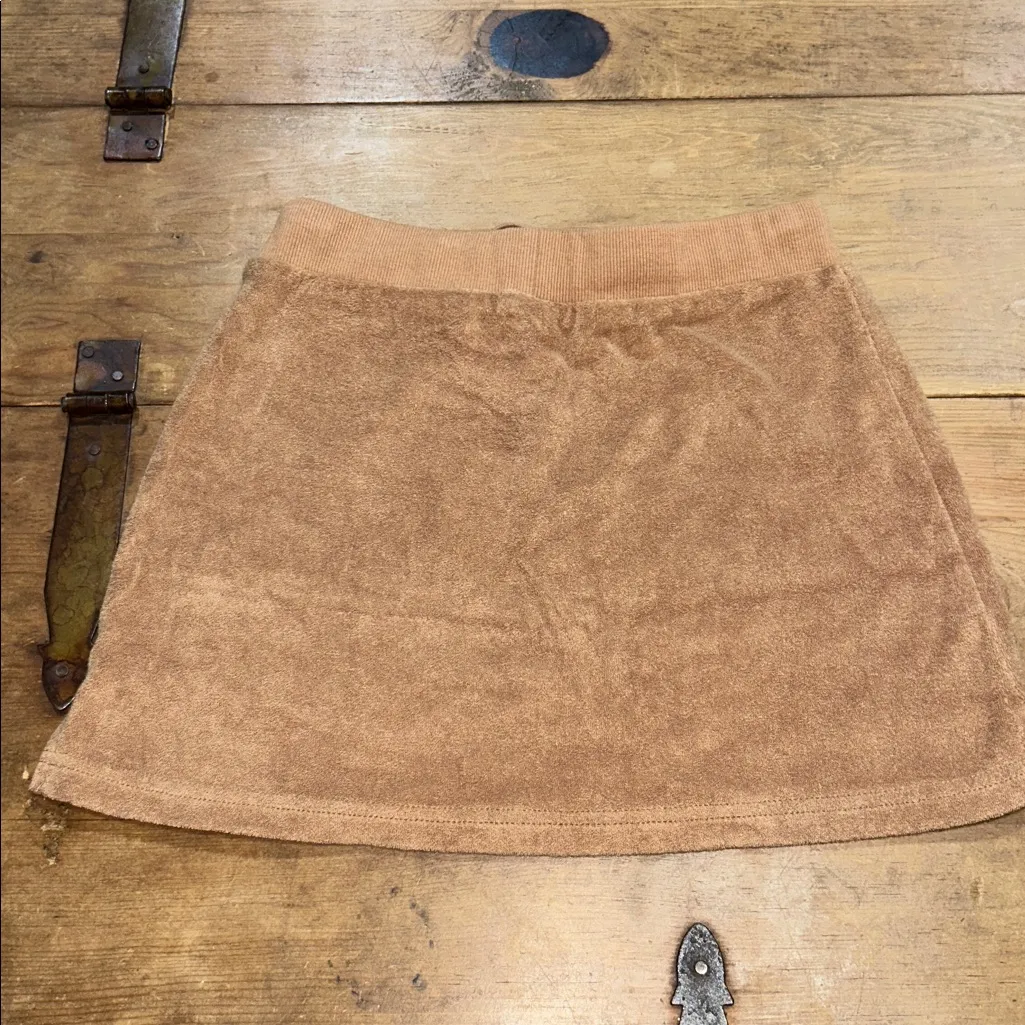 I.AM.GIA Terry Cloth Mini Skirt Brown Drawstring Waist Size - Image 6