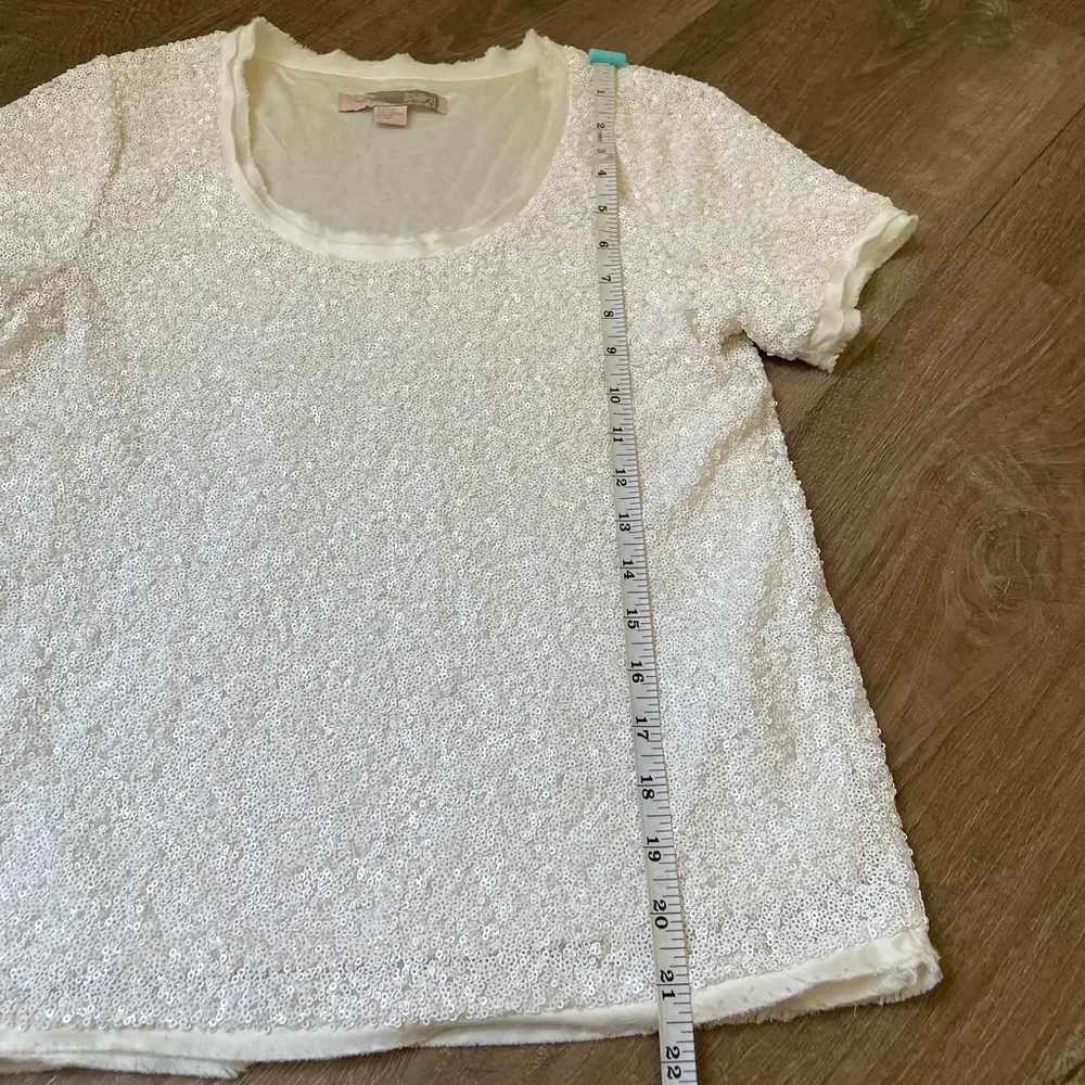 Love 21 Forever 21 Short Sleeve Ivory Sequin Top ~ Party Concert ~ Women’s Sz XS - Image 12