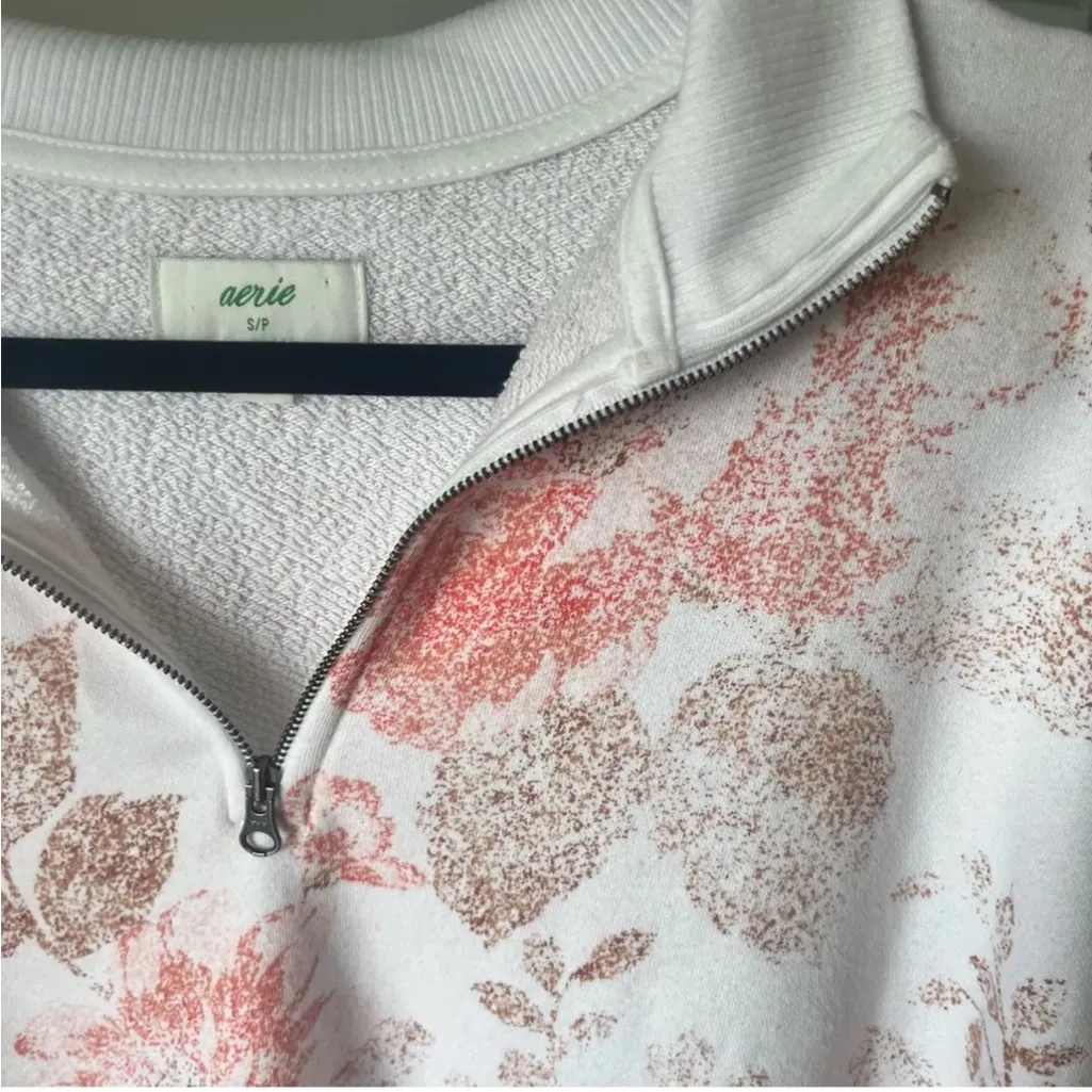 Aerie Sunday Soft Quarter Zip Floral Pullover - Image 3