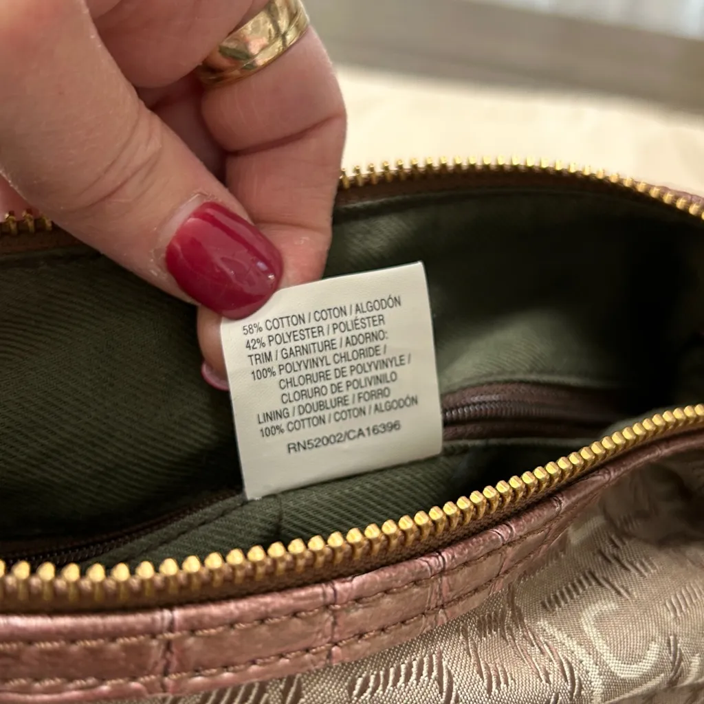 Liz Claiborne baguette shoulder purse with monogrammed pattern‎ crescent shape - Image 13