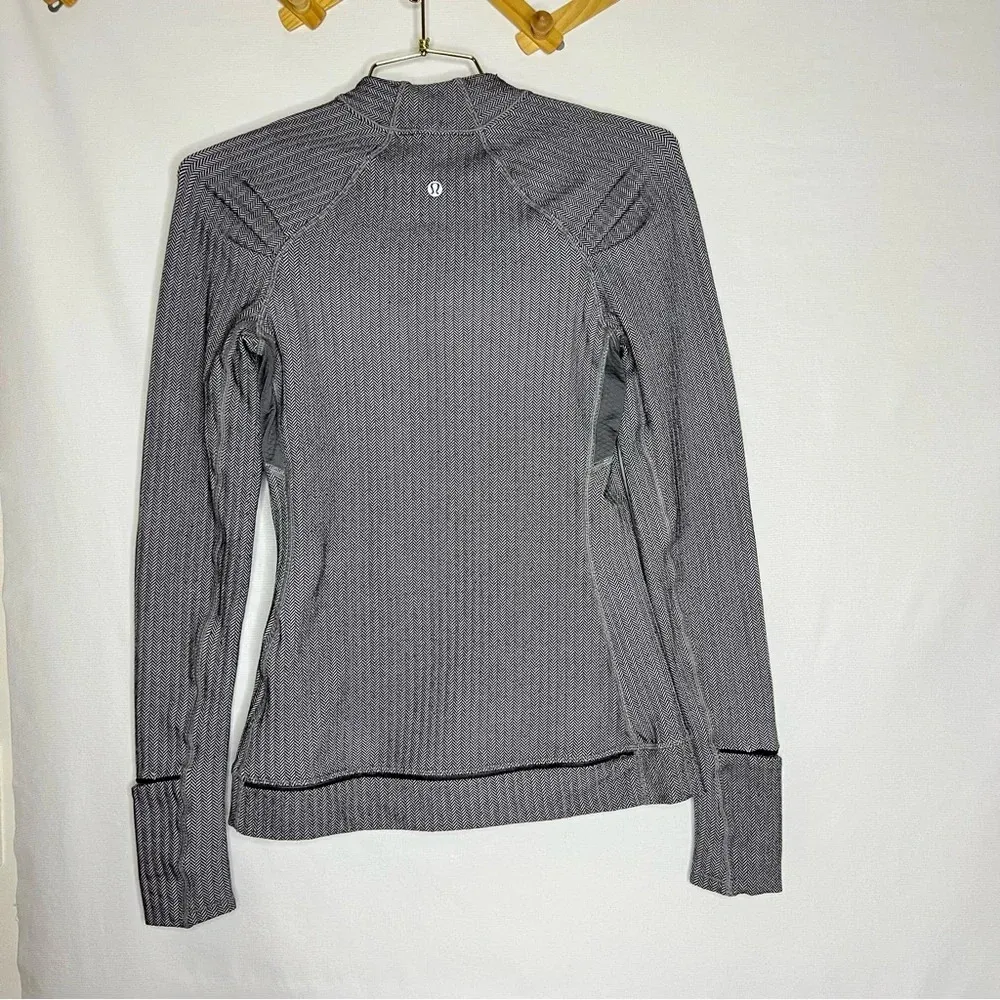 Lululemon Think Fast Long Sleeve Heathered Herringbone Heathered Black Size 4 - Image 3
