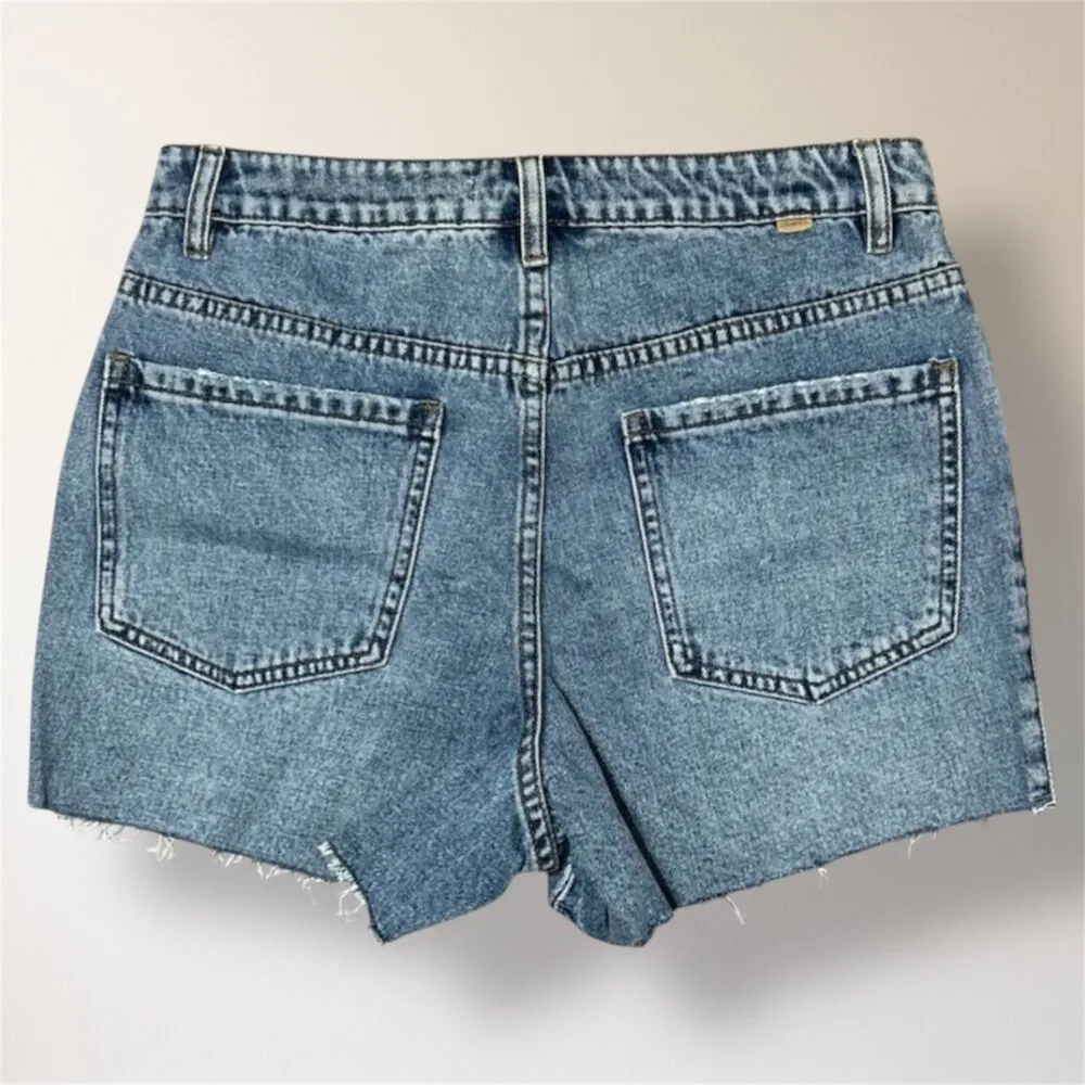 New O’Neill Kellerman 30 Blue Denim Cutoff Shorts Distressed Frayed Summer - Image 3