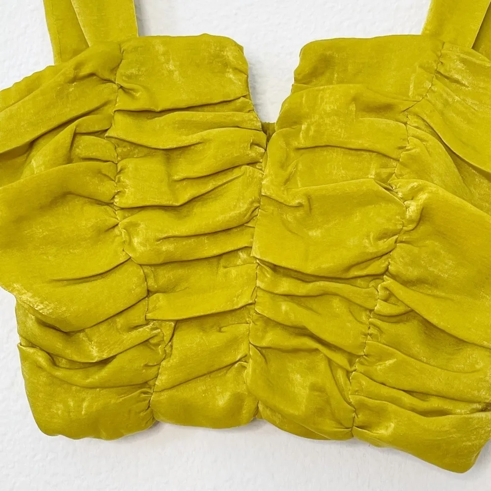 Rabbit Rose ruched shiny V neck crop top - Image 4