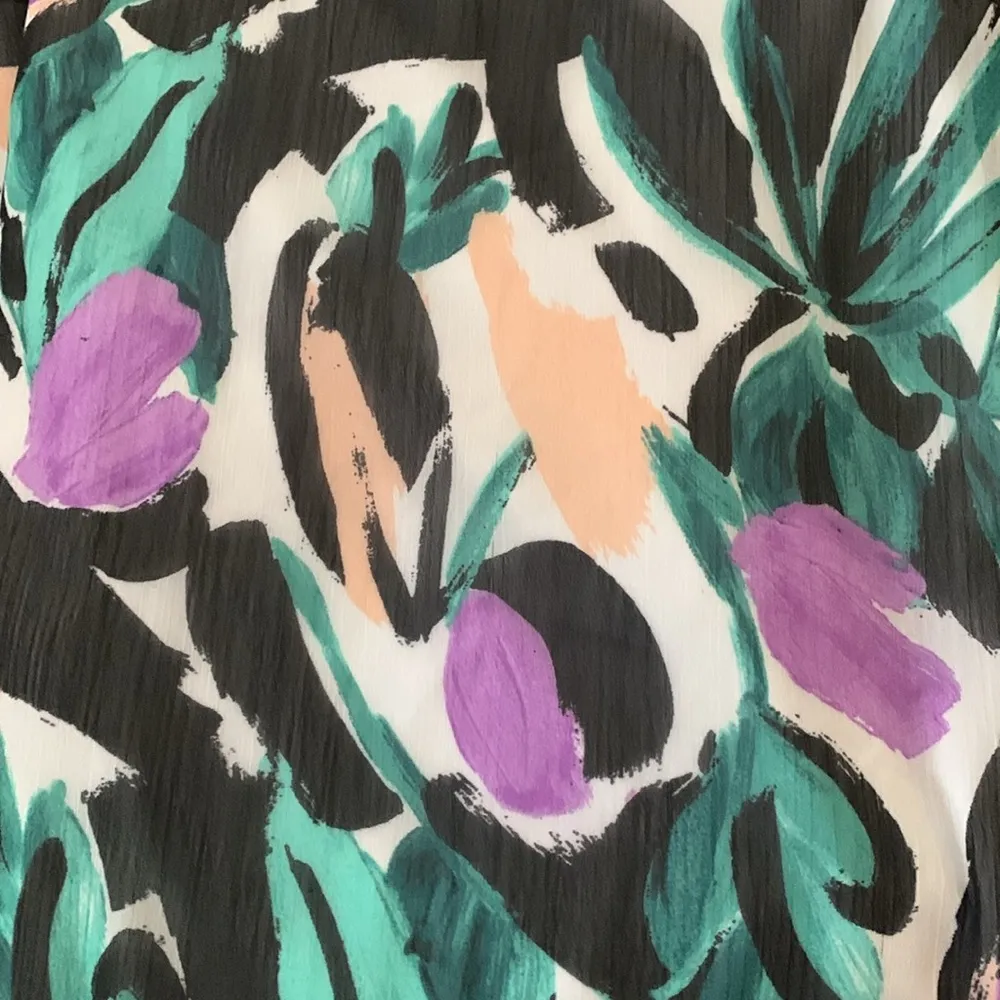 Donna Morgan Nordstrom Tropical Floral Chiffon Resort Maxi Dress (Sz 8) Purple - Image 6