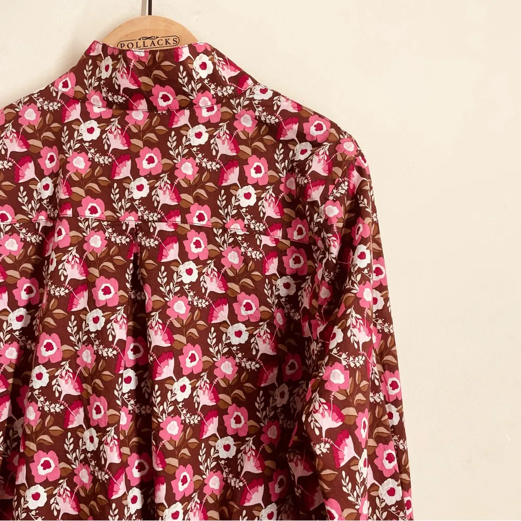 J.McLaughlin Berlin Floral Snap Front Dress Brown Pink Medium - Image 7