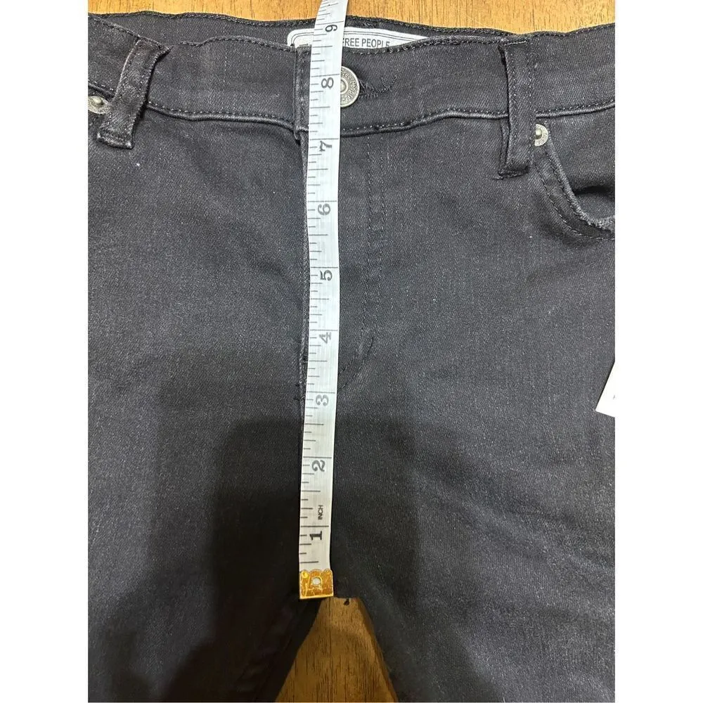 FREE PEOPLE Womens Jeans Shark Bite Slim Soft Black Size 25 OB649682R - Image 7