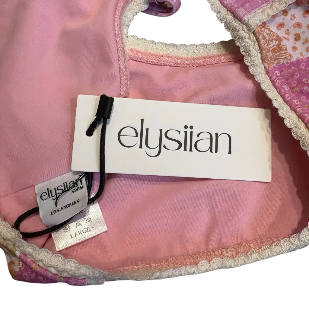 Elysiian Nantucket Bikini NWT Top (Sz L) and NWOT Bottom (Sz S) - Pink Paisley - Image 15
