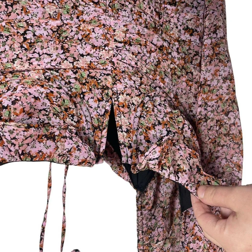 NWOT ASTR The Label Carmella Floral Ruched Mini Dress in Purple Multi Size L - Image 9