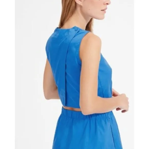 Everlane The Clean Cotton Split Back Crop Top Bright Blue 00 - Image 2