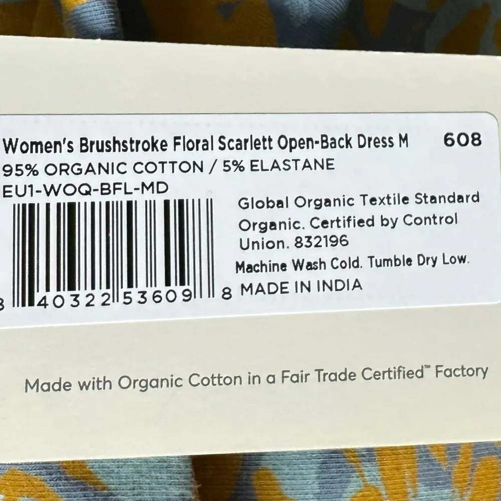 Pact Organic Fit & Flare Floral Daisy Abstract Midi Dress Size Medium NWT Spring - Image 7