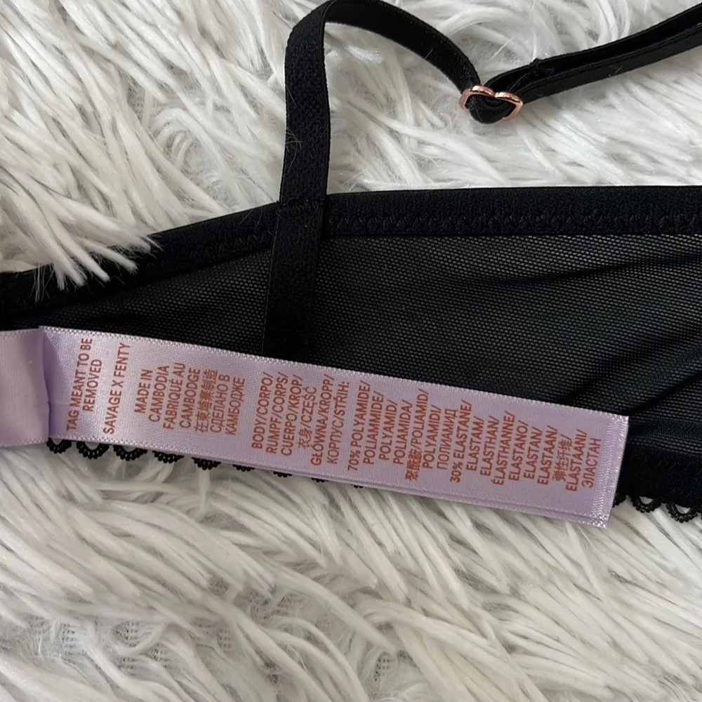 SAVAGE FENTY by Adam Selman Lacy but not Racey Unlined bra in Caviar size 34 B - Image 12