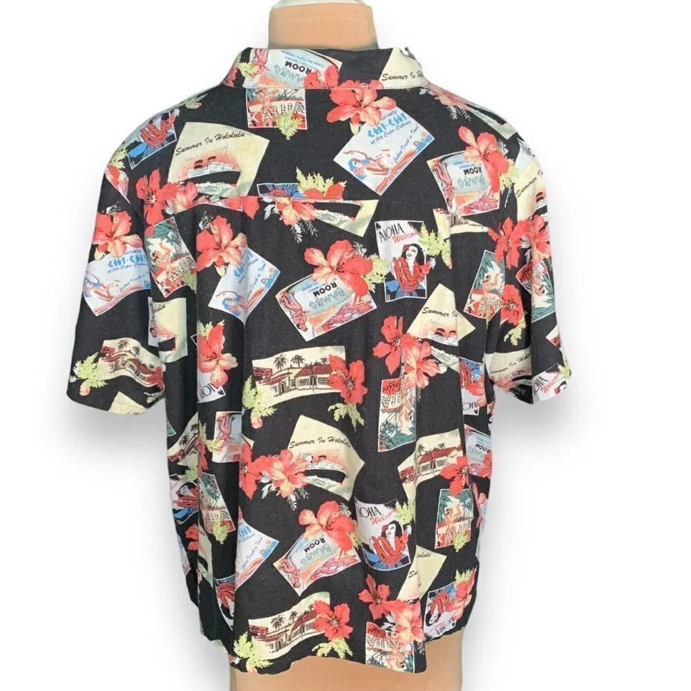 Vintage Copa Cabana Shirt Black Camp Collar Hawaiian Floral Print Short Sleeve Size undefined - Image 3