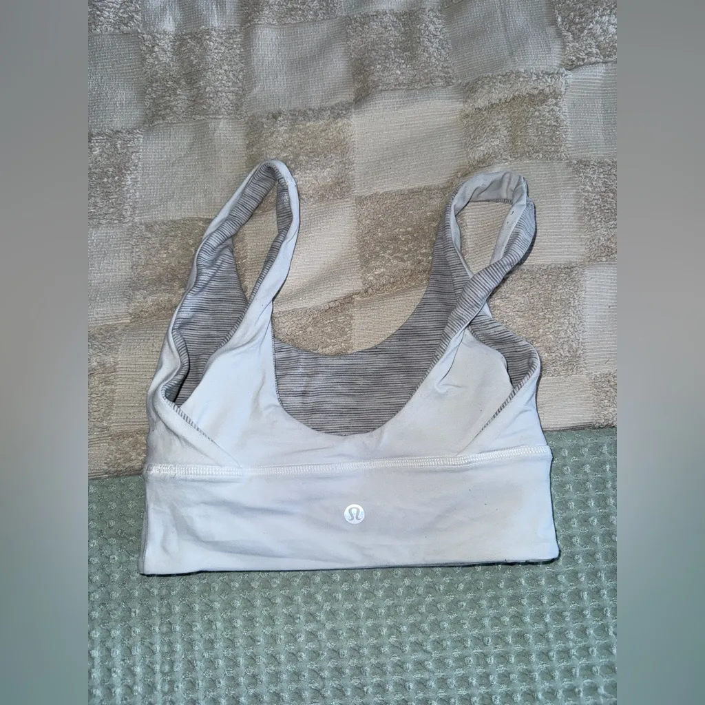 Lululemon Align Reversible Bra *Light Support, A/B Cups Gray and White Size 2 - Image 5