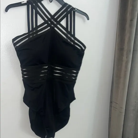 Hilor One Piece Swimsuits Slimming High Waisted Bathing Suits Front Crossover XL Black - Image 2