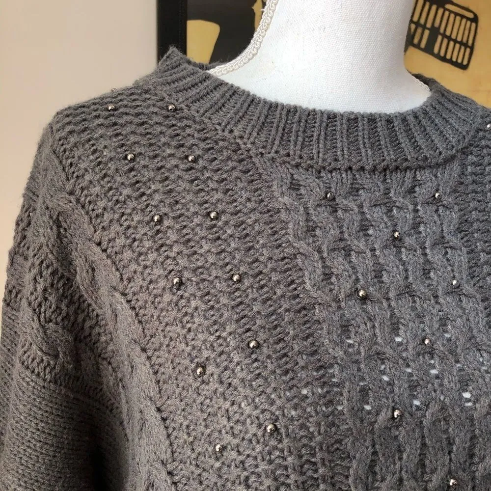 Show Me Your Mumu Ada Cable Knit Studded Sweater S NWT - Image 3