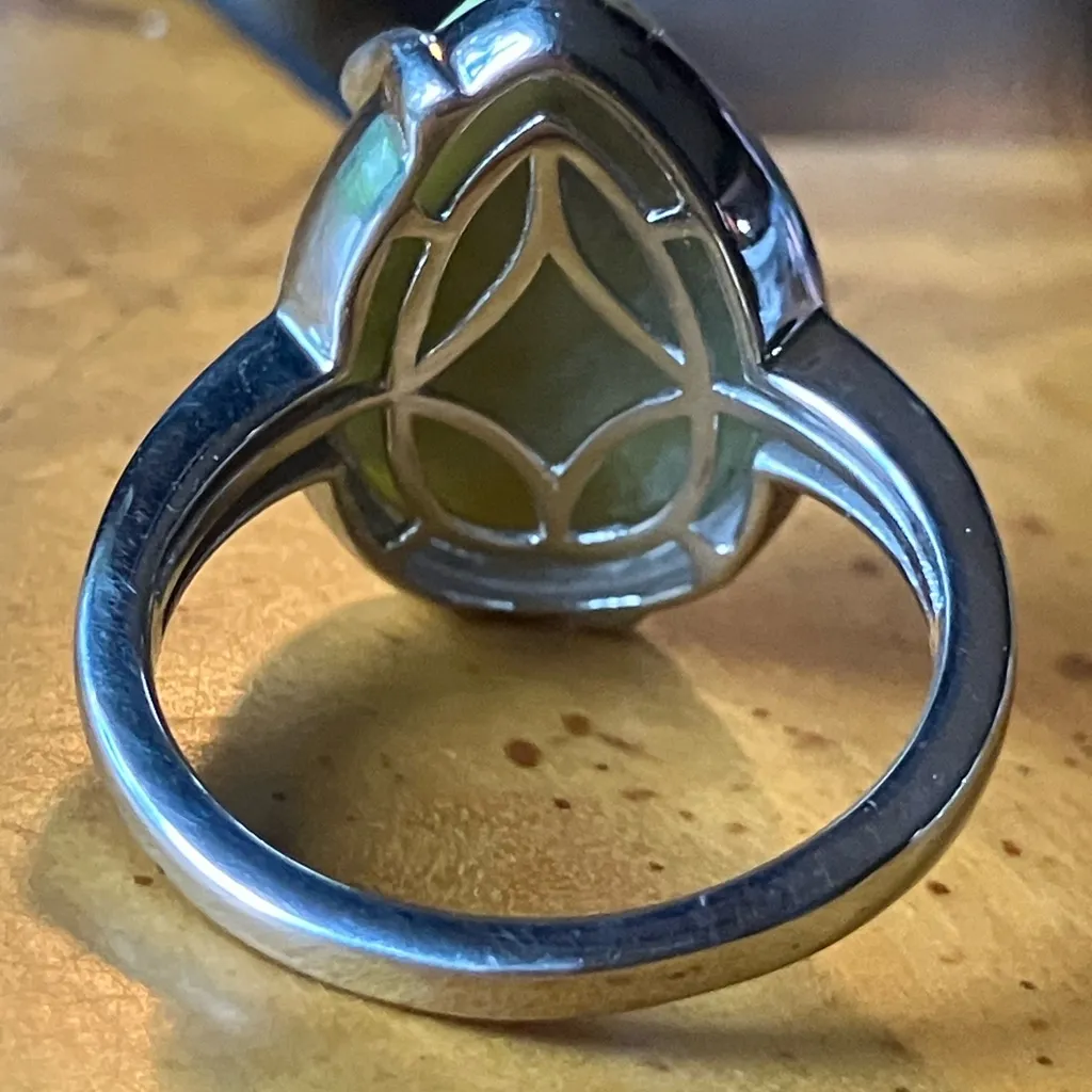 Natural Connemara Marble Sterling Silver Claddagh Ring Size 9 - Image 5