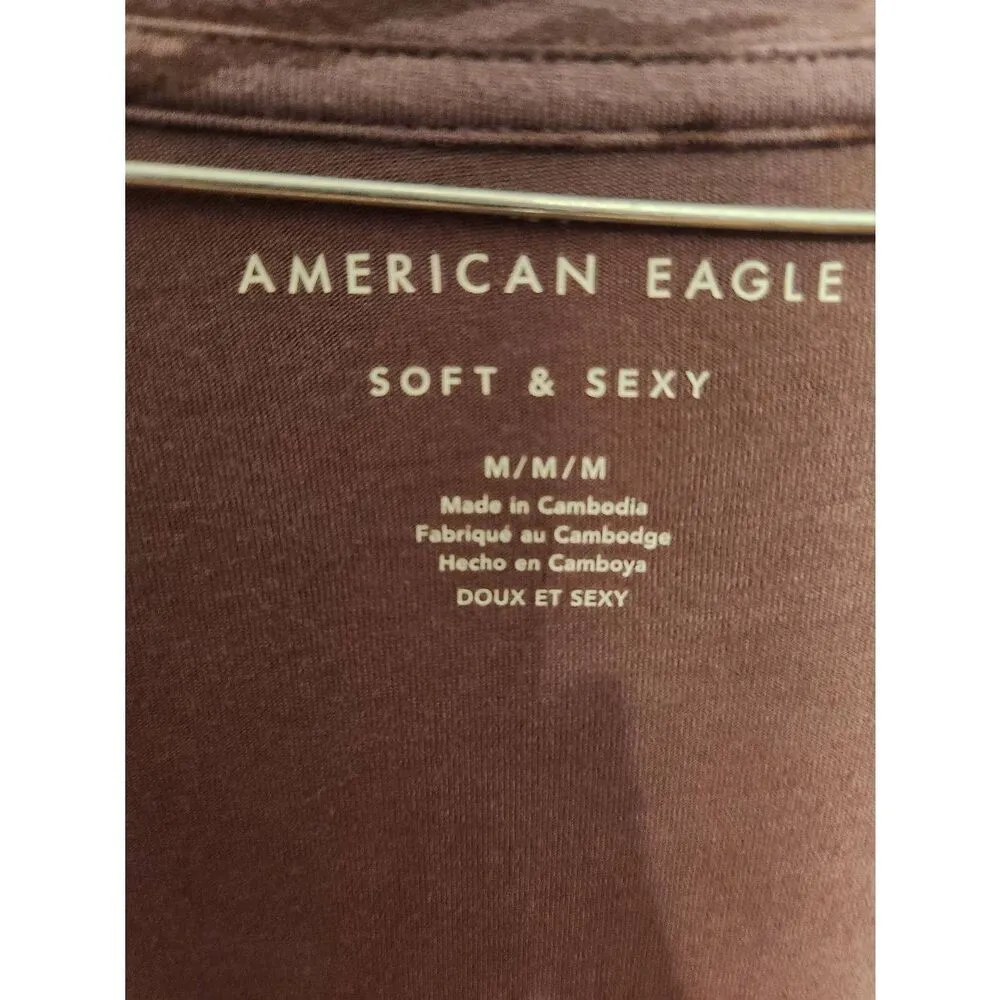 American Eagle Soft & Sexy Shirt Womens Medium Purple Zebra Striped Short Sleeve - Image 2