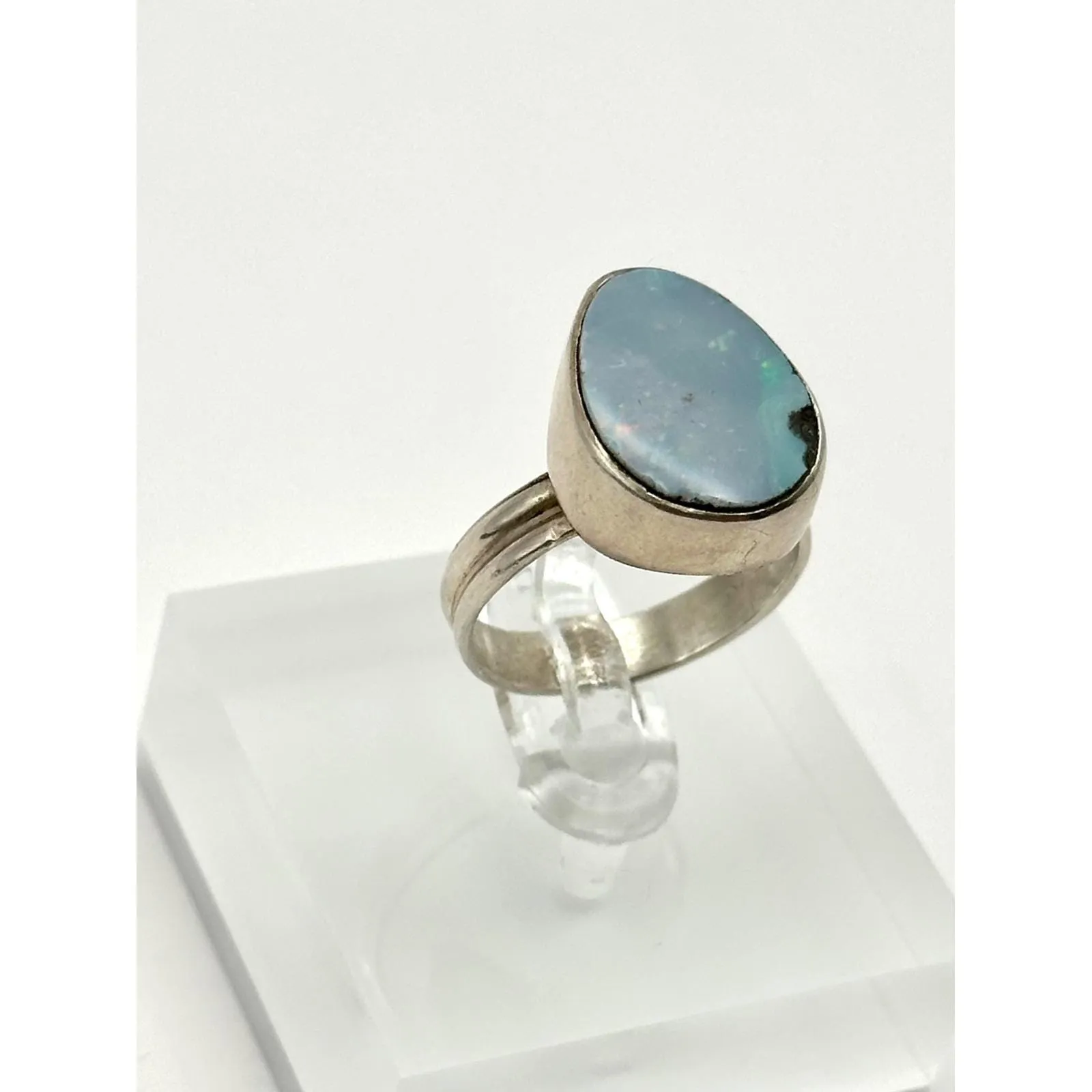 Australian Opal Inlay‎ Sterling Silver Ring Size 7.5 - Image 5