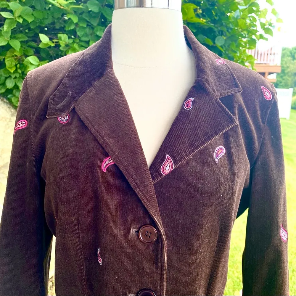 ITW By Claude Brown Corduroy Paisley Blazer Size 4 - Image 7