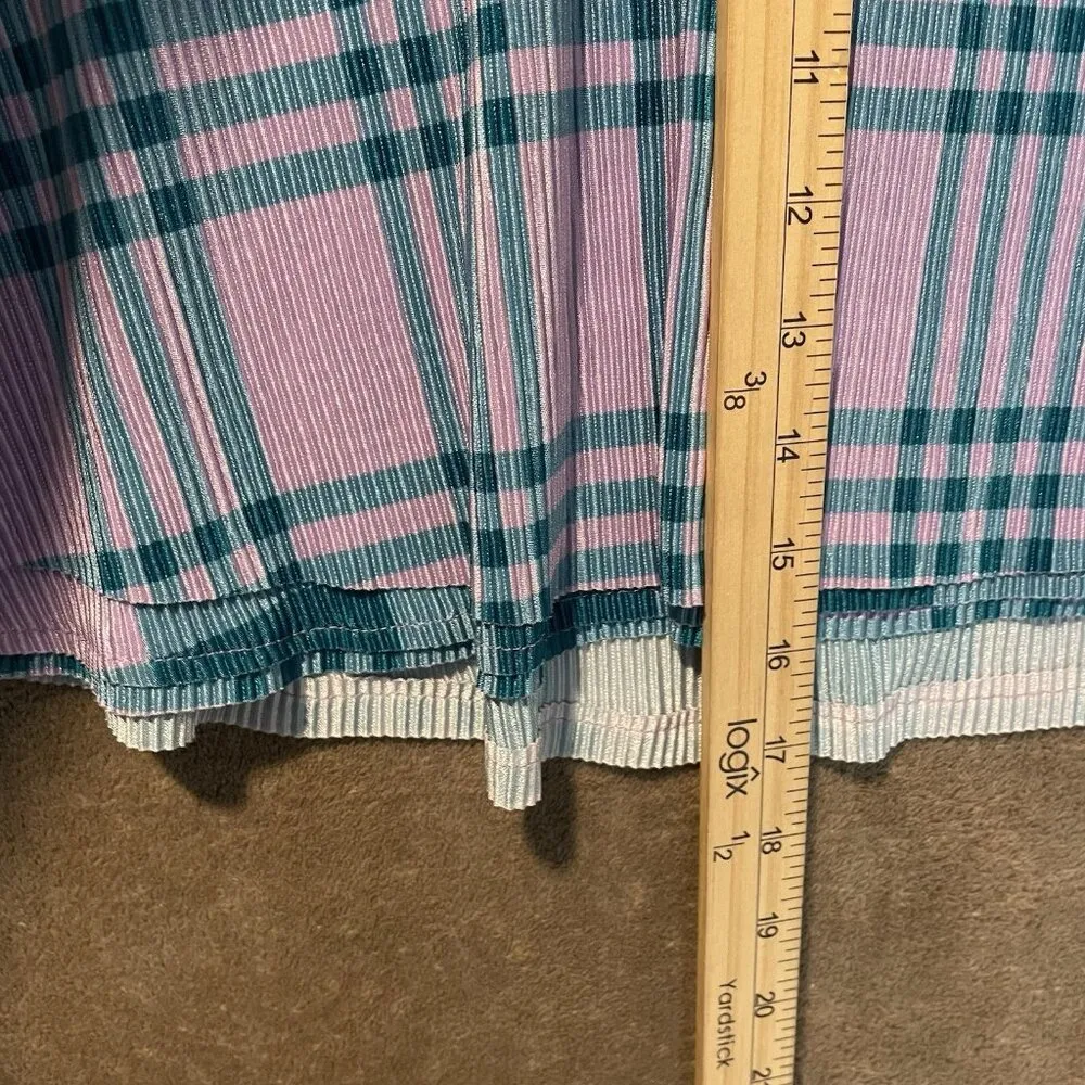 Urban Outfitters Skirt Womens Medium Mini Plaid Pink Turquoise Preppy Flowy - Image 6