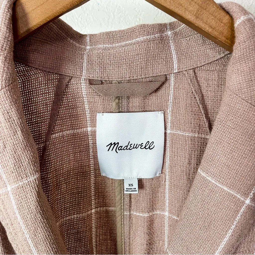 Madewell Breezewoven Larsen Blazer in Windowpane Size XS in Sandstone - Image 9