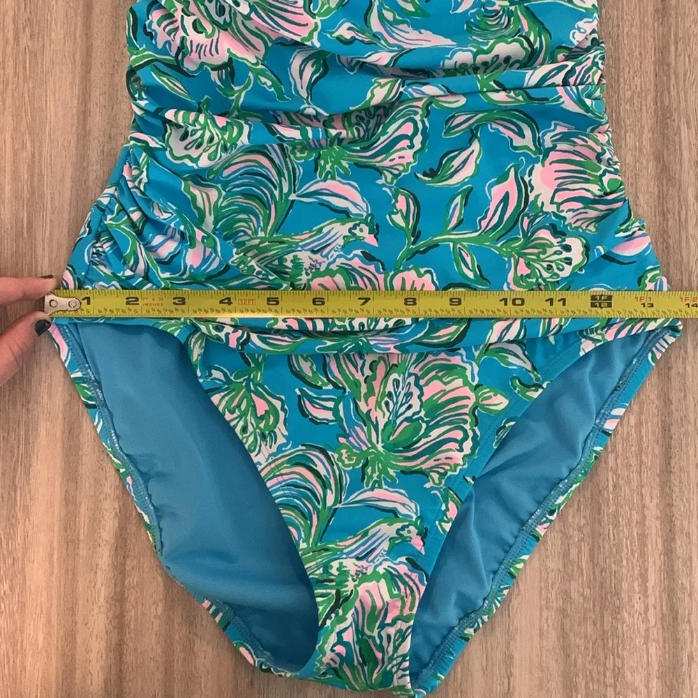 Lilly Pulitzer  Flamenco One Piece Swimsuit Size 4 Blue Pink  Removable Straps - Image 9