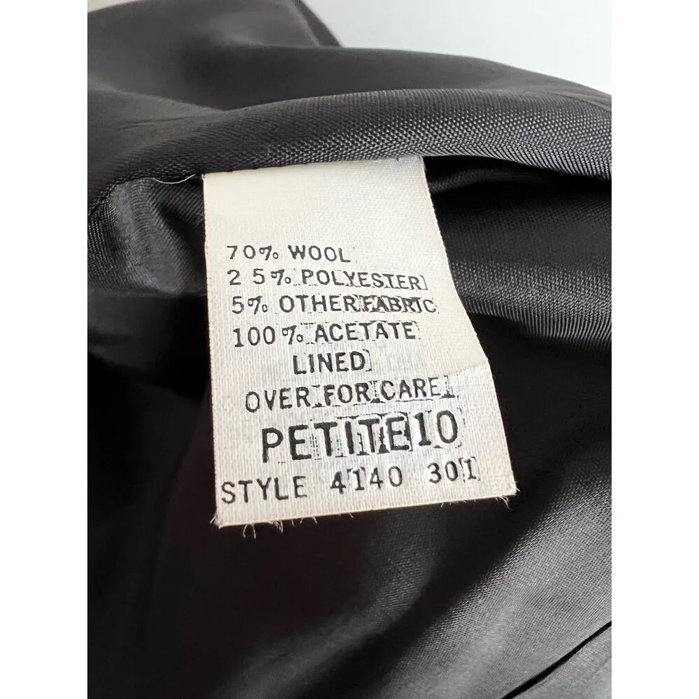 Vintage Leslie Fay Single Button Wool Blend Black Blazer 10P - Image 6