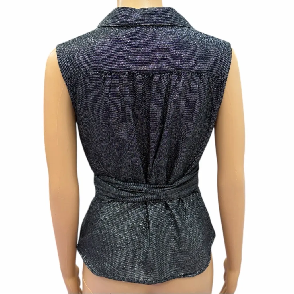 Rampage Shimmering Sleeveless Black Wrap Blouse Juniors Medium - Image 7
