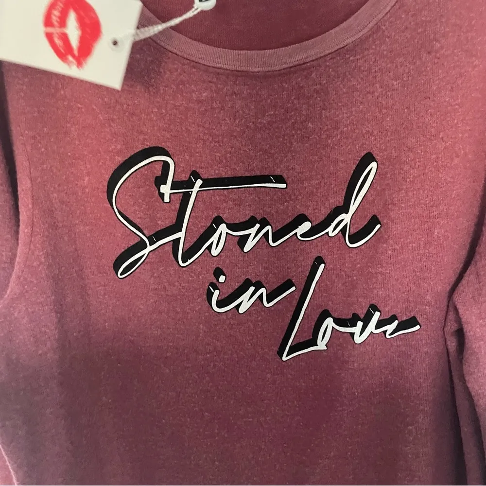 WILDFOX Oversized Sweatshirt “Stoned In Love” in Ruby NWT - Image 2