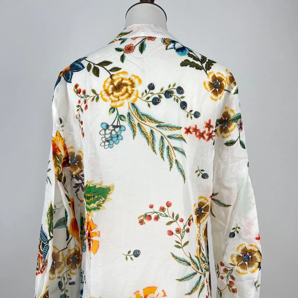 NWOT Johnny Was Ardella Silk Blend Maxi Dress/Cover up Floral Puff Sleeve Size S - Image 9