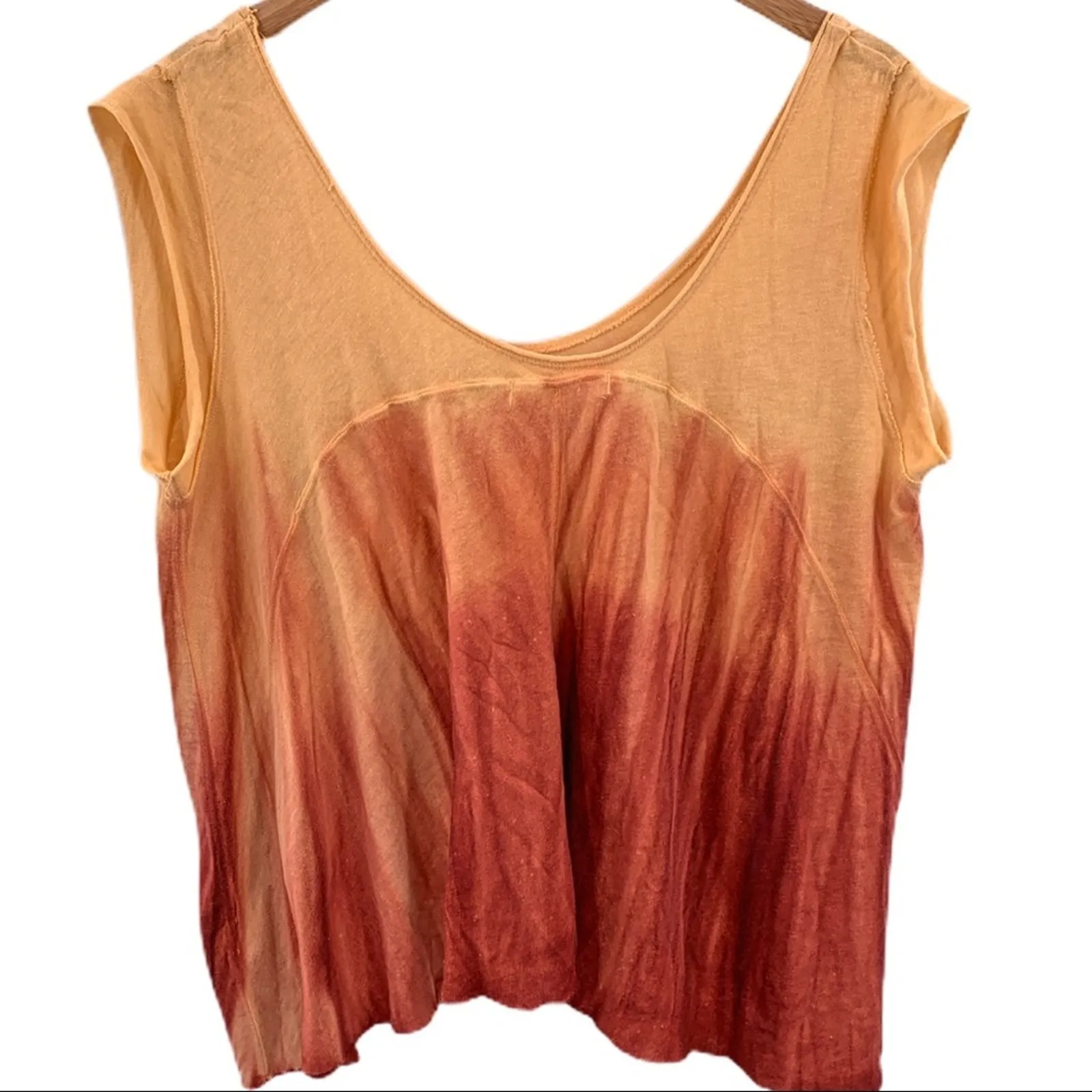 Free‎ People orange tie dye sleeveless scoopneck M - Image 4