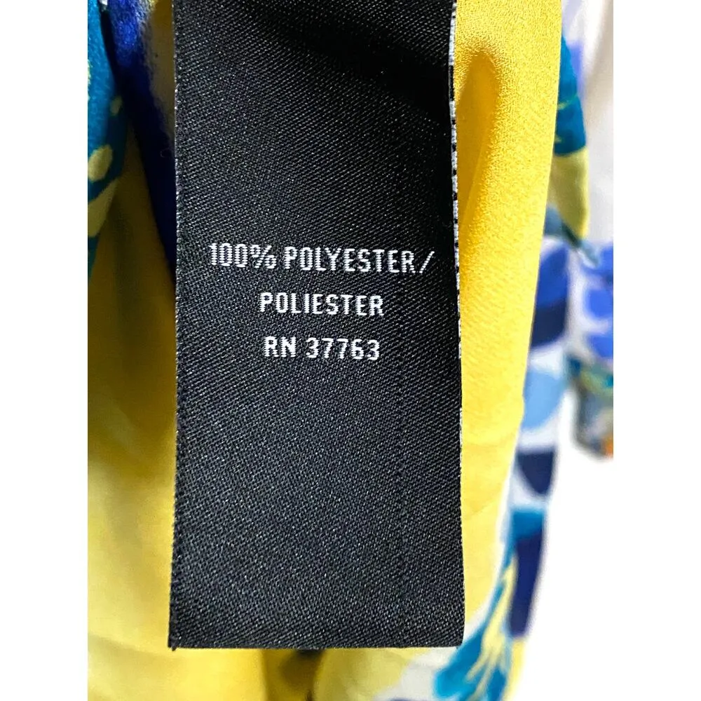 Rafaella Watercolor Floral Boho Wearable Art Whimsy Button Blouse Top Womens L - Image 7