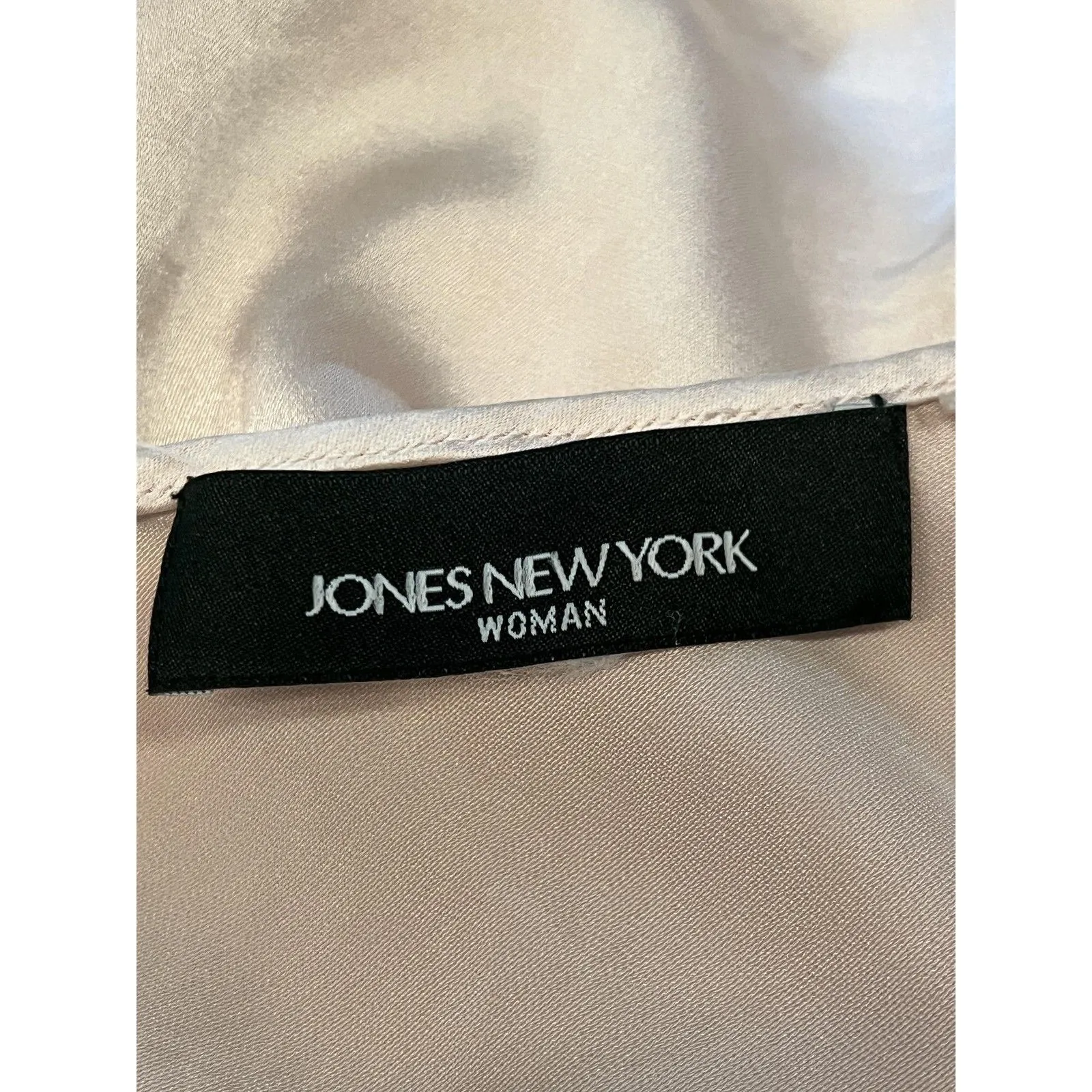 Jones New York Woman Shell Blouse Womens XL Champagne Satin V Neck Sleeveless - Image 4