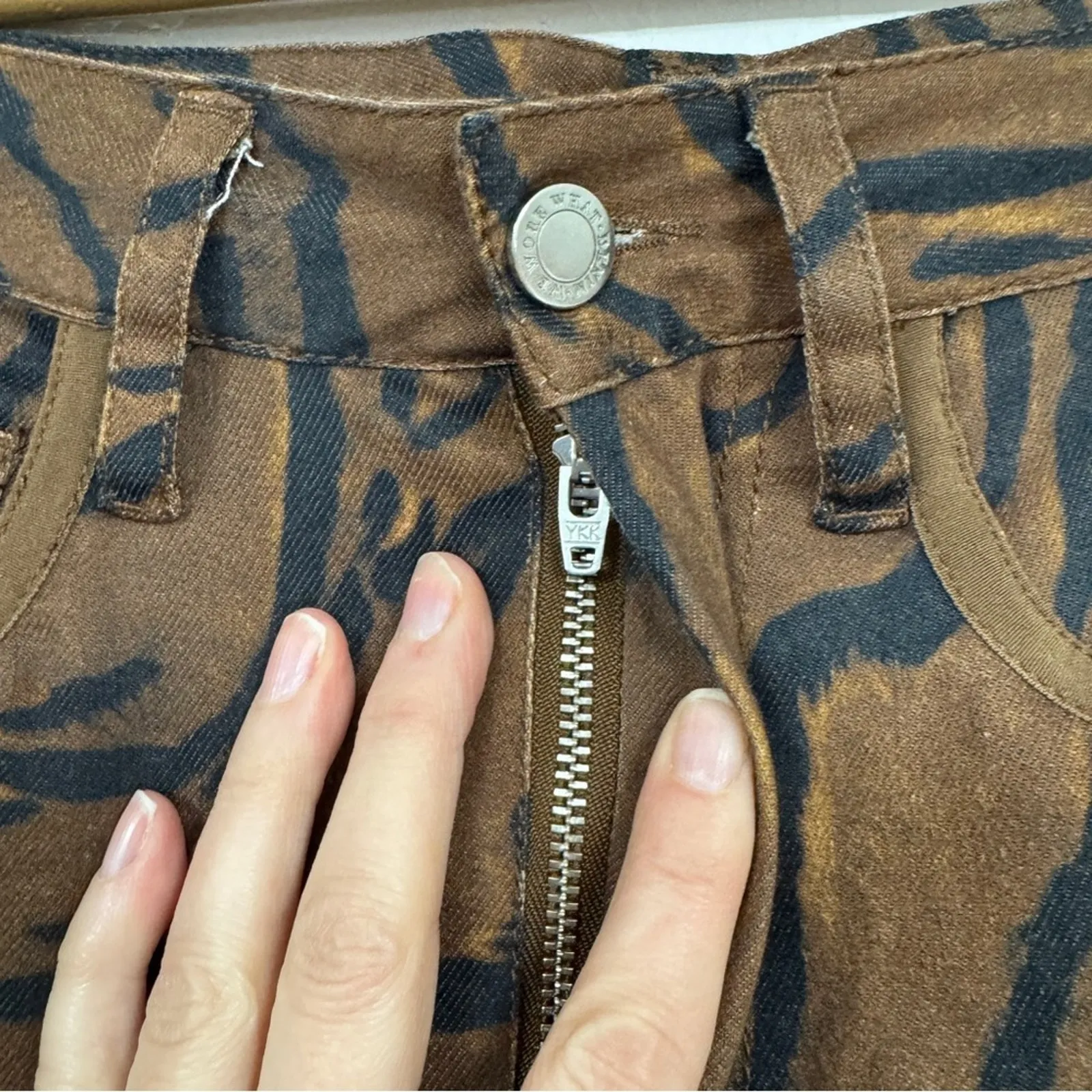 Weworewhat Brown Tiger Stripe Icon Jeans Womens 26 High Rise Skinny Denim Ankle - Image 6