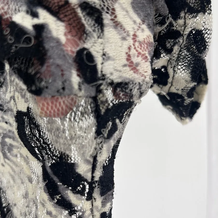 Vintage Y2K Carol Rose Mesh Lace Womens Top Sz XL Goth Grunge USA Mesh Rave Club Black - Image 8