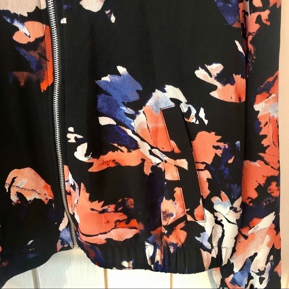 Apt. 9 Black Floral Bomber Jacket - Image 4