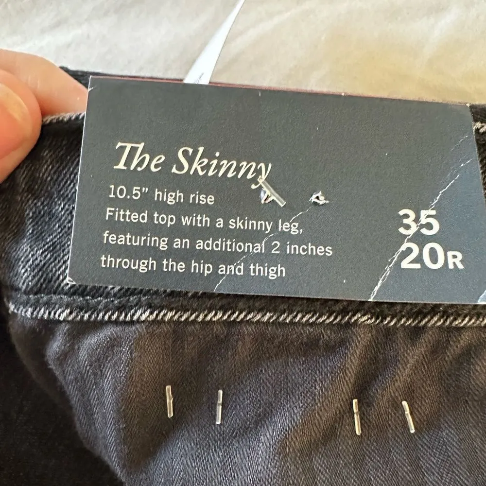 NWT Abercrombie&Fitch The Skinny High Rise Jeans Women's 35/20R Black Split Hem - Image 11