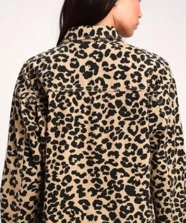 Leopard Print denim jacket Black - Image 2