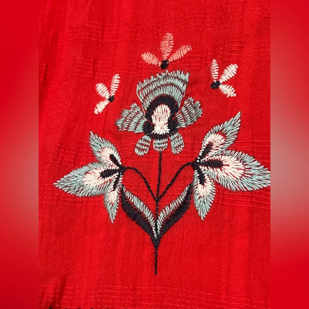 Knox Rose Women's Boho Short Sleeve V Neck Tiered Embroidered Dress Size L - Image 14