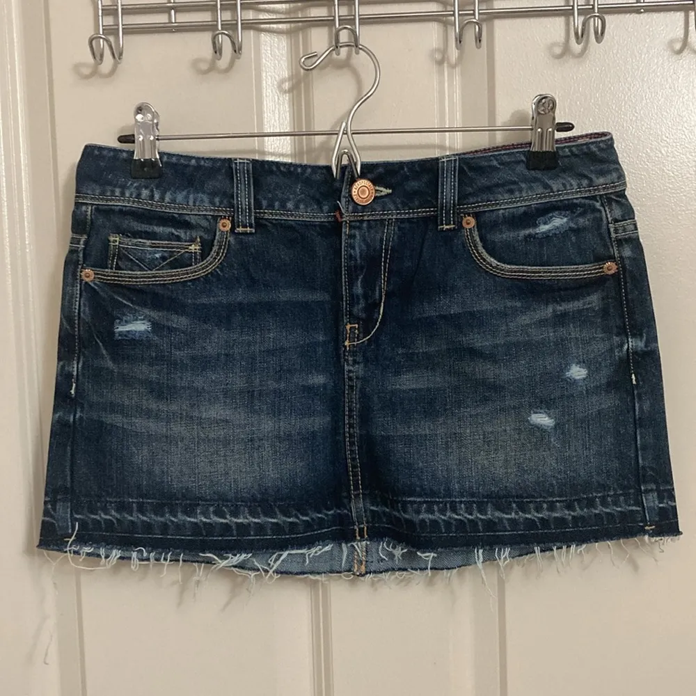 Distressed Denim Mini Skirt - Image 3