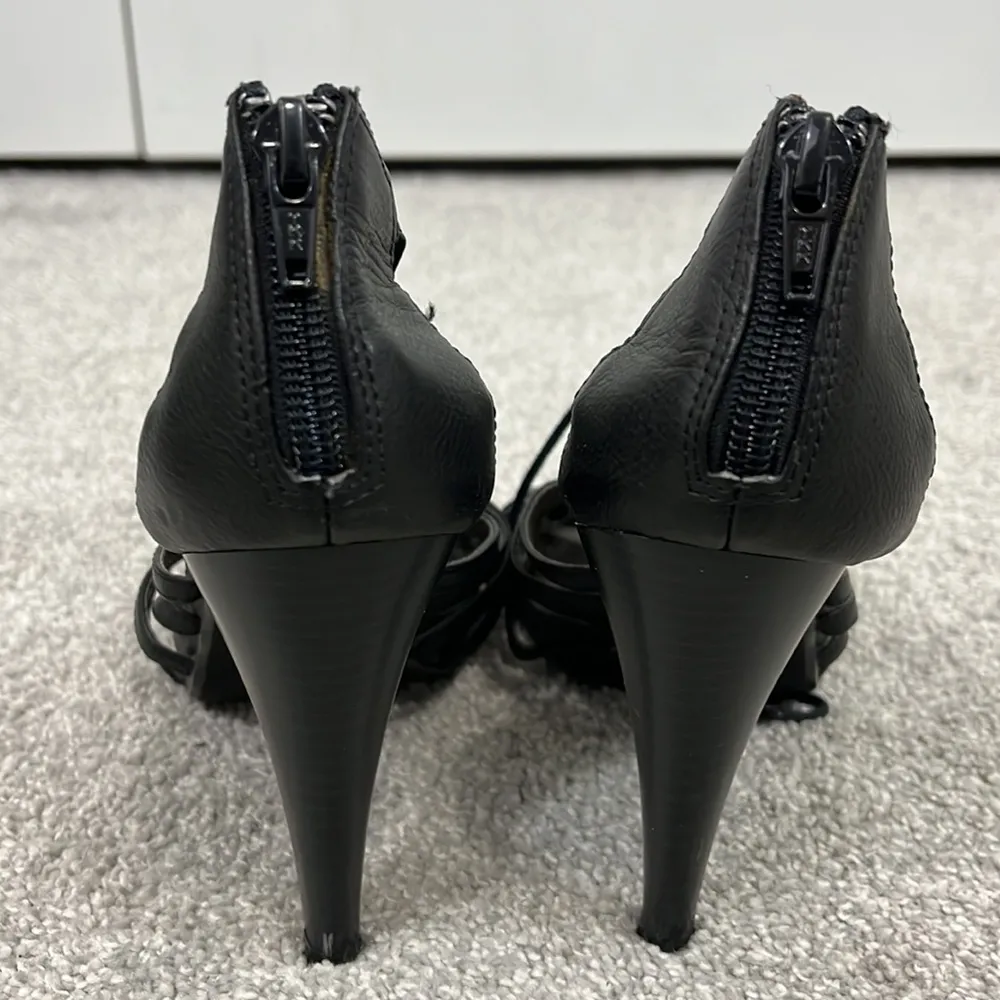 Fergalicious by Fergie Size 7.5 Marla Zipper Lace Up Strappy Heel Sandals - Image 3