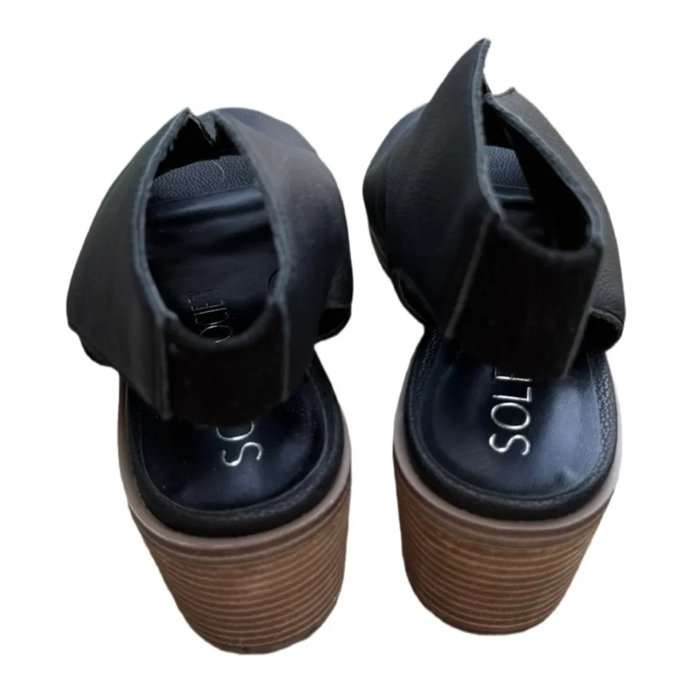 Ankle Booties Sole Society Open Toe Black Leather Minimalist Clean Girl Size 8.5 - Image 3