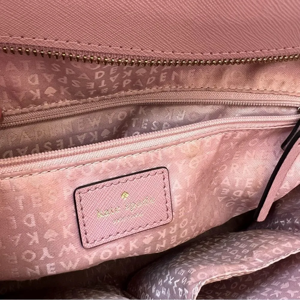 Kate Spade Hadlee Laurel Way Dusty Peony Pink Leather Handbag Purse Satchel - Image 13