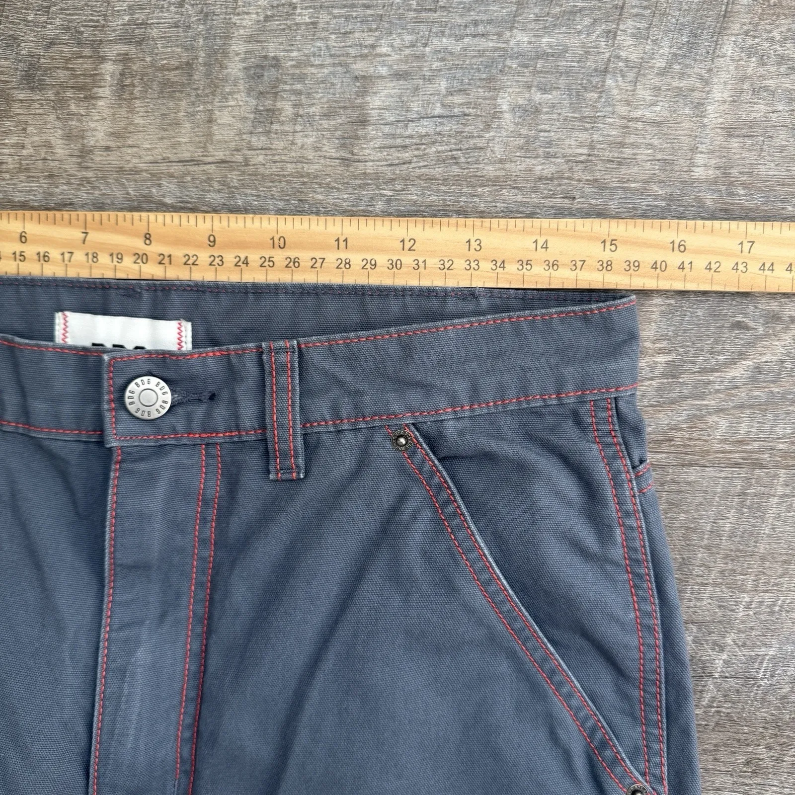 BDG Urban Outfitters Gray Red Stitch Straight Carpenter Pants Cotton 28 - Image 10