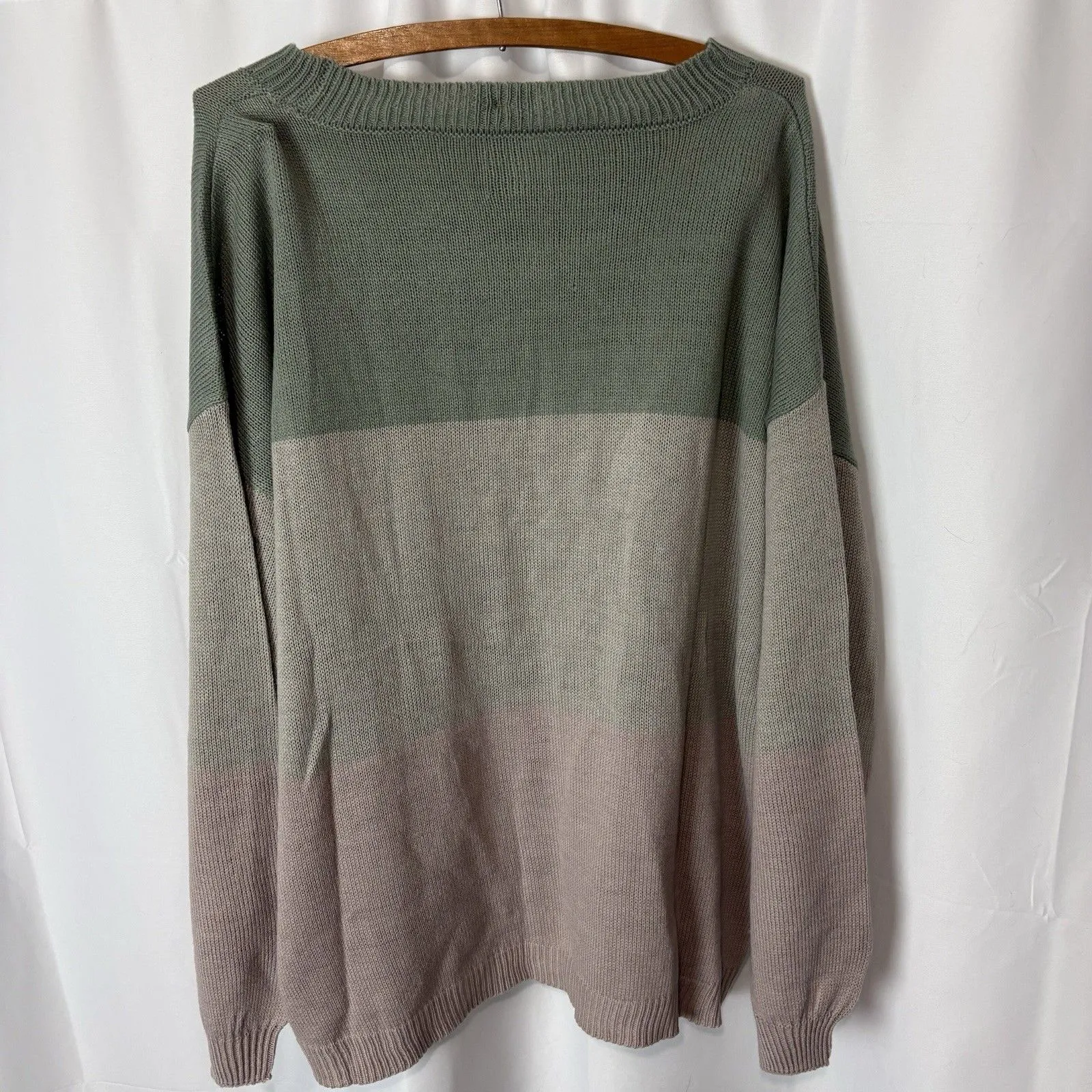 Like Love Colorful Striped Color Block Sweater Size 2X Green Pink Beige Muted - Image 7