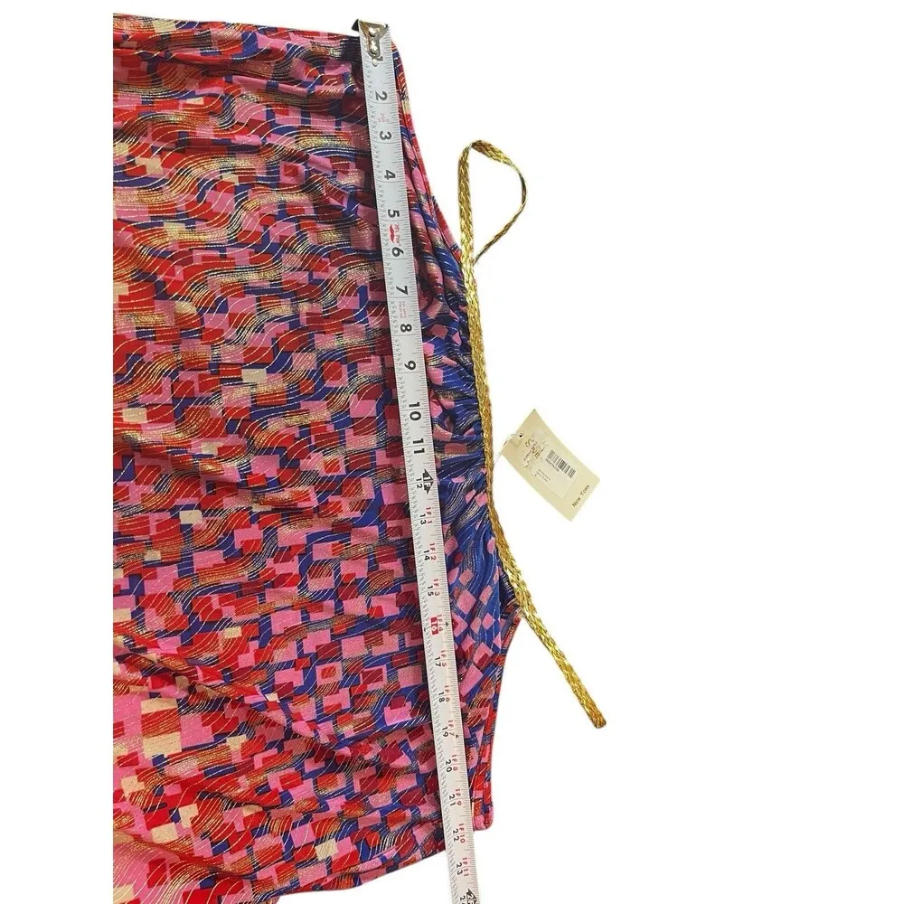 Seven Island Blue Pink Gold Sleeveless Tie Waist Stretch Summer Dress L NWT Size L - Image 12