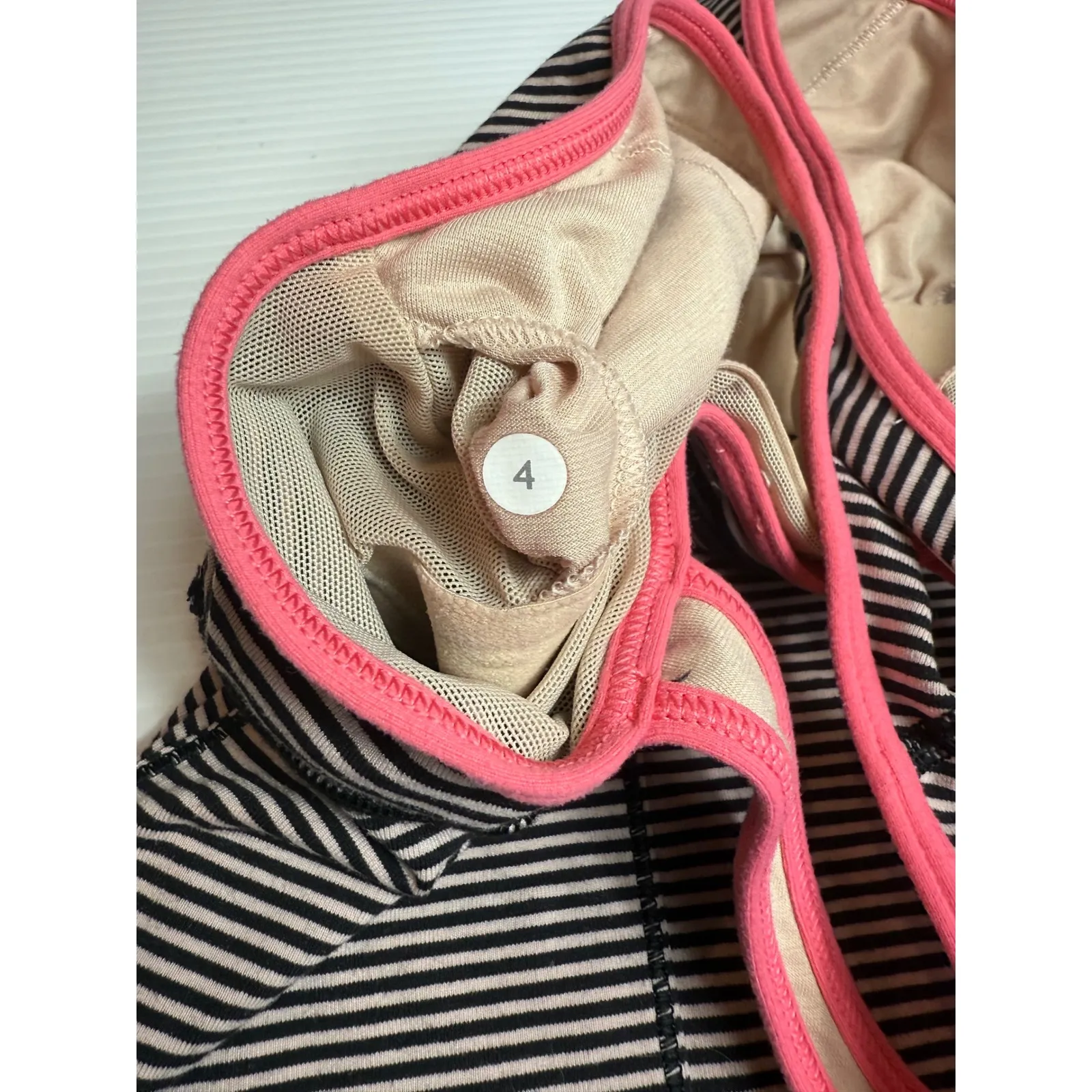 Lululemon Striped Tank Top Shelf Bra Athletic‎ Workout Yoga Racerback Pink 4 - Image 6
